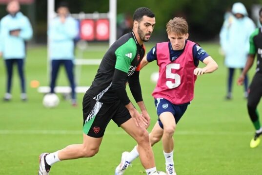 Mikel Merino in training with Arsenal (Photo via Arsenal.com)