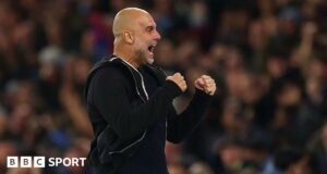 Pep Guardiola celebrates