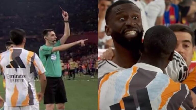 Pohľad: Real’s Flaming Rudiger hodí ľad na rozhodca v námietke; Získava červenú kartu v celom Copa del Rey Final | Futbalové informácie