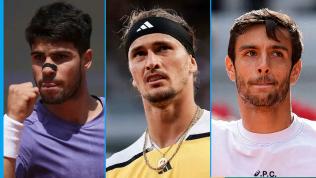 Alcaraz, Musetti Up, Zverev Down, Jarry -96


