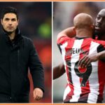 Bryan Mbeumo oslavuje cieľ pre Brentford