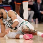 Jayson Tatum kričí bolesti po prasknutí Achilles šľachy v Madison Square Garden