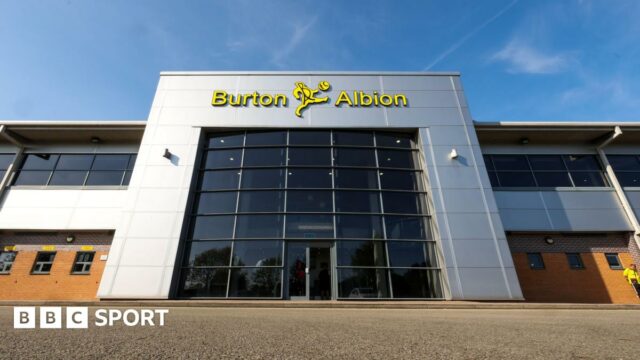 Outside Burton Albion's stadium