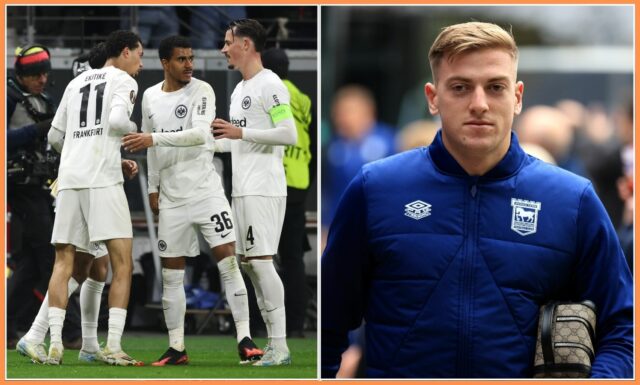 Hugo Ekitike oslavuje anotáciu pre Eintracht Frankfurt