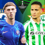 Conference League Cup je znázornený pred konferenčným futbalovým zápasom UEFA medzi skutočným Betisom a Chelsea FC vo Wroclawovi 28. mája 2025.