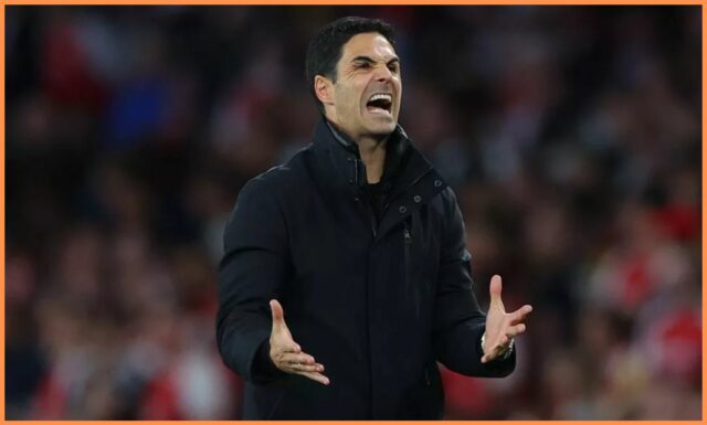 Mikel Arteta reaguje počas remízy Arsenal vs. palacio Crystal.