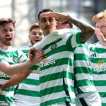 Adam Idah pozdravuje keltských fanúšikov, ktorí cestujú po dosiahnutí druhého polčasu 1-1