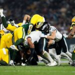 Eagles, nabíjačky, viac oslavujúcich neúspešných zákazov Tush Push