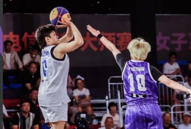 Gilas Pilipinas Mikka Caco počas série žien Fiba 3x3 v Čengdu v Číne.