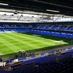 A general view of the Goodison Park pitch from the Gwladys Street end ahead of the Premier League match between Everton and Manchester City.