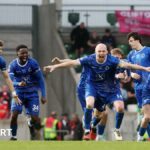 Dungannon celebrate winning on penalties