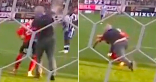 Le fan de football essaie de frapper le joueur avec des résultats «embarrassants» comme l'interdiction à vie le demande
