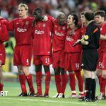 Liverpool players line up for penalties