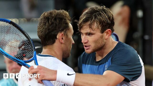 Jack Draper embraces Casper Ruud after their Madrid Open final