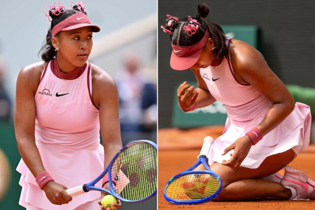 Mustafa Yalcin/Anadolu od Getty; Tim Clayton od Getty Naomi Osaka vo svojom prvom zápase s 2025 French Open