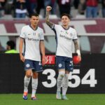 Nicola Zalewski oslavuje Tury 0-2 Inter Milána série A Víťaz