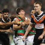 V nedeľu v noci tigre a králiky v Campbelltown Sports Aadium zatkli dvoch mužov počas divokej mŕtvice