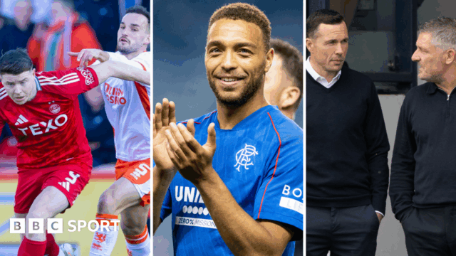 Aberdeen's Kevin Nisbet, Dundee United's Vicko Sevelj, Rangers' Cyriel Dessers, Ross County's Don Cowie and Dundee's Tony Docherty