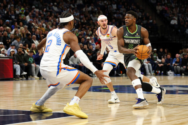 Anthony Edwards Shai Gilgeous-Alexander Thunder vs Timberwolves NBA Final West Conference