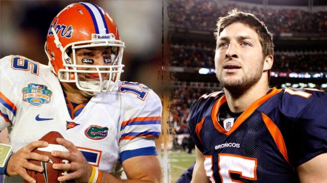 Tim Tebow šokujúci Ján 3:16 Spojenia medzi dvoma hlavnými futbalovými zápasmi

