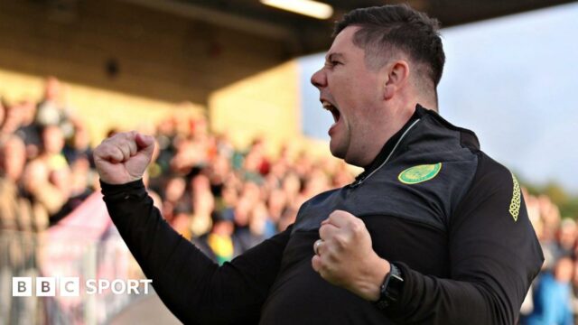 Richard Davies celebrates