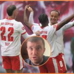 Xavi Simons sa zastaví na lopte počas RB Leipzig vs Stuttgart