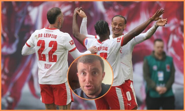 Xavi Simons sa zastaví na lopte počas RB Leipzig vs Stuttgart