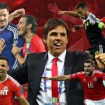 A collage of memorable moments during games involving Wales and Belgium
