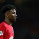 Angel Gomes pictured sideways on during a Premier League match