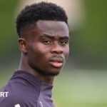 Bukayo Saka in training