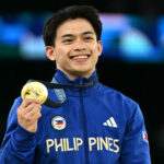 Carlos Yulo Paris Olympic 2024 Umelecká gymnastika Zlatá medaila tím Filipíny Marcos