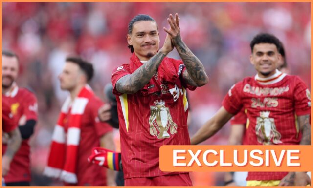 Darwin Núñez oslavuje cieľ pre Liverpool vs Brentford