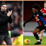 Eberrechi Eze oslavuje skóre pre Crystal Palace proti Arsenalu