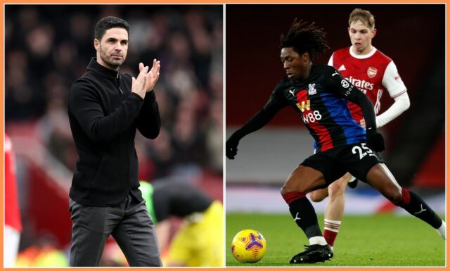 Eberrechi Eze oslavuje skóre pre Crystal Palace proti Arsenalu