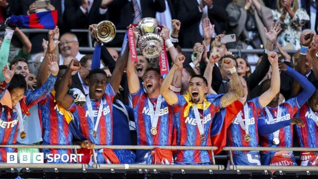 Crystal Palace celebrate winning the FA Cup
