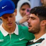 Carlos Alcaraz consoles Jannik Sinner following the French Open final