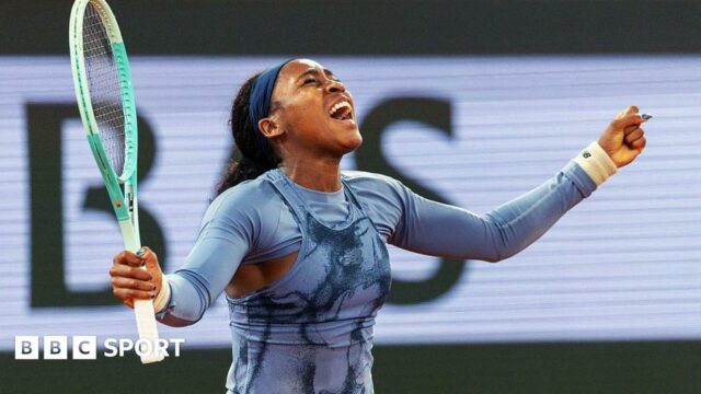 Coco Gauff celebrates