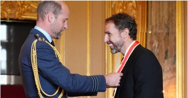 Gareth Southgate Knight ako bývalý anglický šéf, ktorý udelil princ Williams | Futbalový šport

