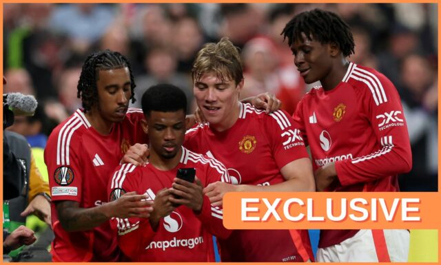 Rasmus Hojlund v akcii pre Man United vo finále Európskej ligy