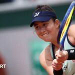 Joanna Garland playing at the French Open