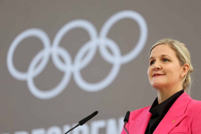 Olympic - Kirsty Coventry preberá nový predseda Medzinárodného olympijského výboru - ústredie MOV, Lausanne, Švajčiarsko - 23. júna 2025, nový prezident IOC Kirsty Coventry počas Reuteon Reuters.