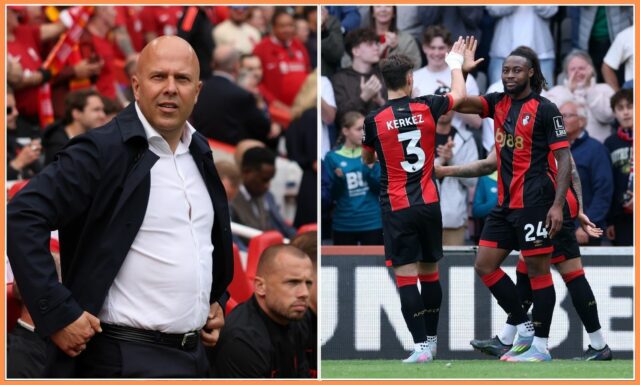 Milos Kerkez v akcii pre Bournemouth proti Liverpoolu