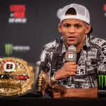 Honolulu, Havaj - 19. apríla: Easy Mix adresuje médiá pred svojím bantamovým šampionátom Grand Prix Championship pre Bellator 295 19. apríla 2023 v Blaisdell Arena v Honolulu na Havaji. (Foto: Matt Davies/PXImages/Icon Sportswire od Getty Images)