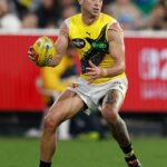 Tím sociálnych médií GWS Giants je známy ako najúspornejší -ale boli obvinení z nedostatku rozpočtu po nedávnom príspevku pokrývajúcom Richmond Star Tim Taranto (na obrázku)