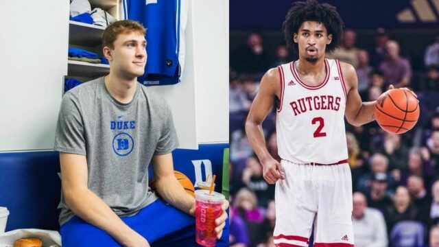 Prvých 5 Top 5 vyberie blok Cooper Flagg a Dylan Harper počas tréningu pred projektom NBA 2025

