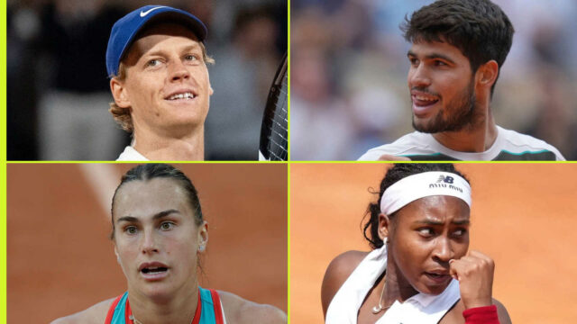 Sinner, Alcaraz, Sabalenka, Djokovic, Nadal, Serena, Azarenka

