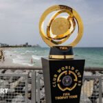 Club World Cup Trophy is displayed at South Beach in Miami
