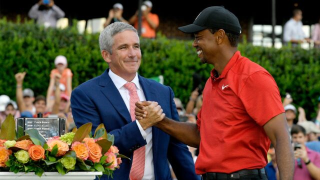 Tiger Wood je nadšený z PGA Tour Future, zatiaľ čo Jay Monahan oznamuje východ

