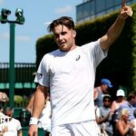 Arthur Frey celebrates his win at Wimbledon
