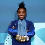 Simone Biles z Spojených štátov počas letných olympijských hier v roku 2024 v Paríži vo Francúzsku. (Fotografie pomocou Getty Pictures)